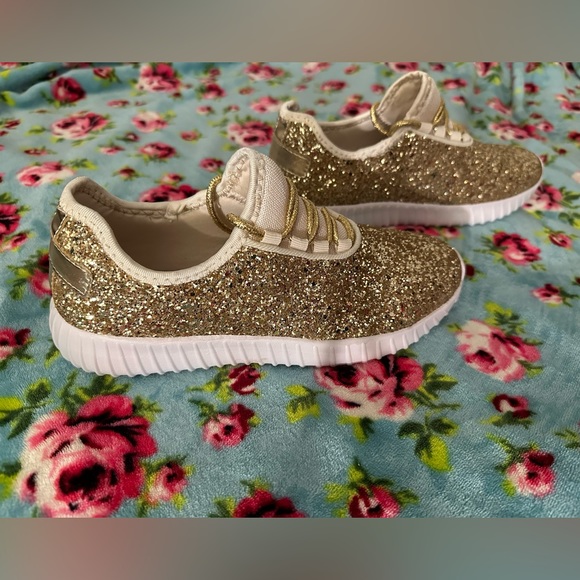 NWT Gold Glitter Sneakers - Picture 3 of 8